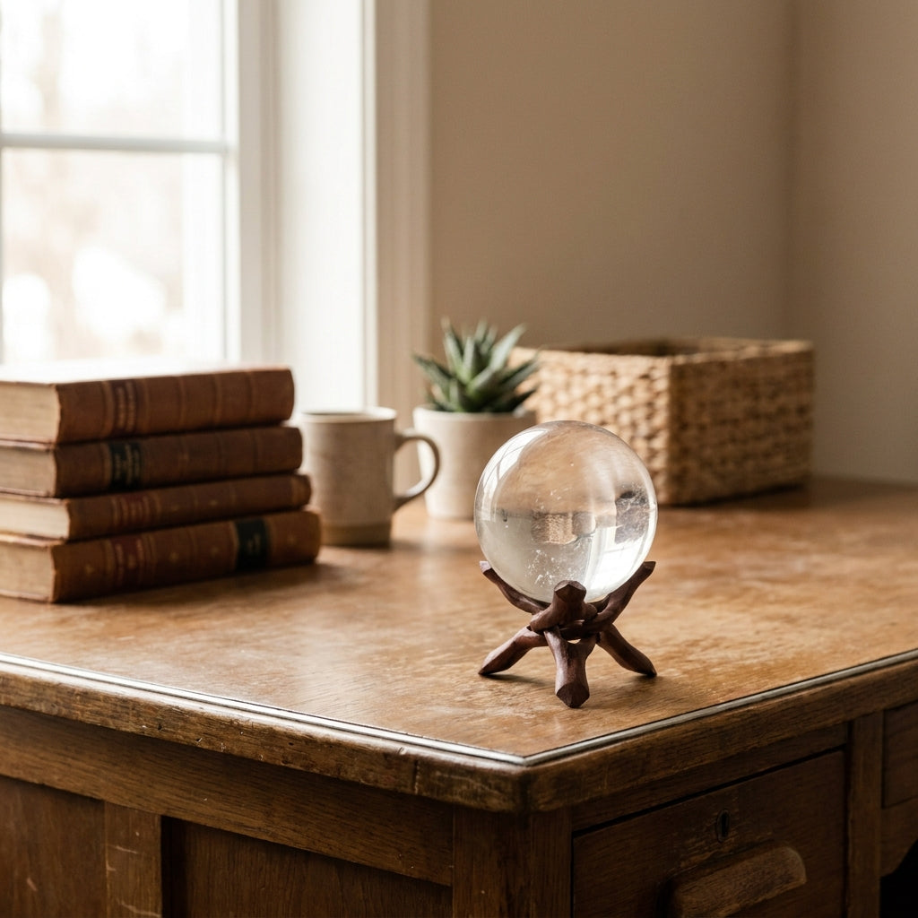 Crystal sphere on office desk