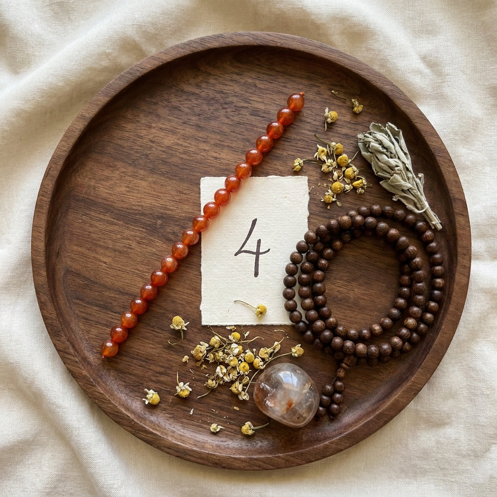 Number 4 Rahu Numerology Bracelet - styled flat lay