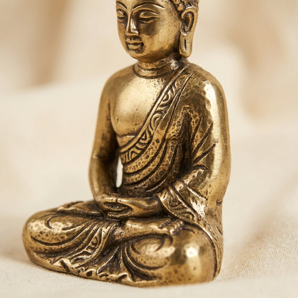 Laughing Buddha figurine, detail texture