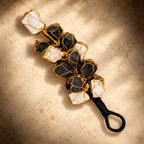 Black Tourmaline and Selenite Nazar Battu door hanging with gold wire wrapping