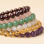 Zodiac Birthstone Bracelet Set - macro detail of gemstone beads