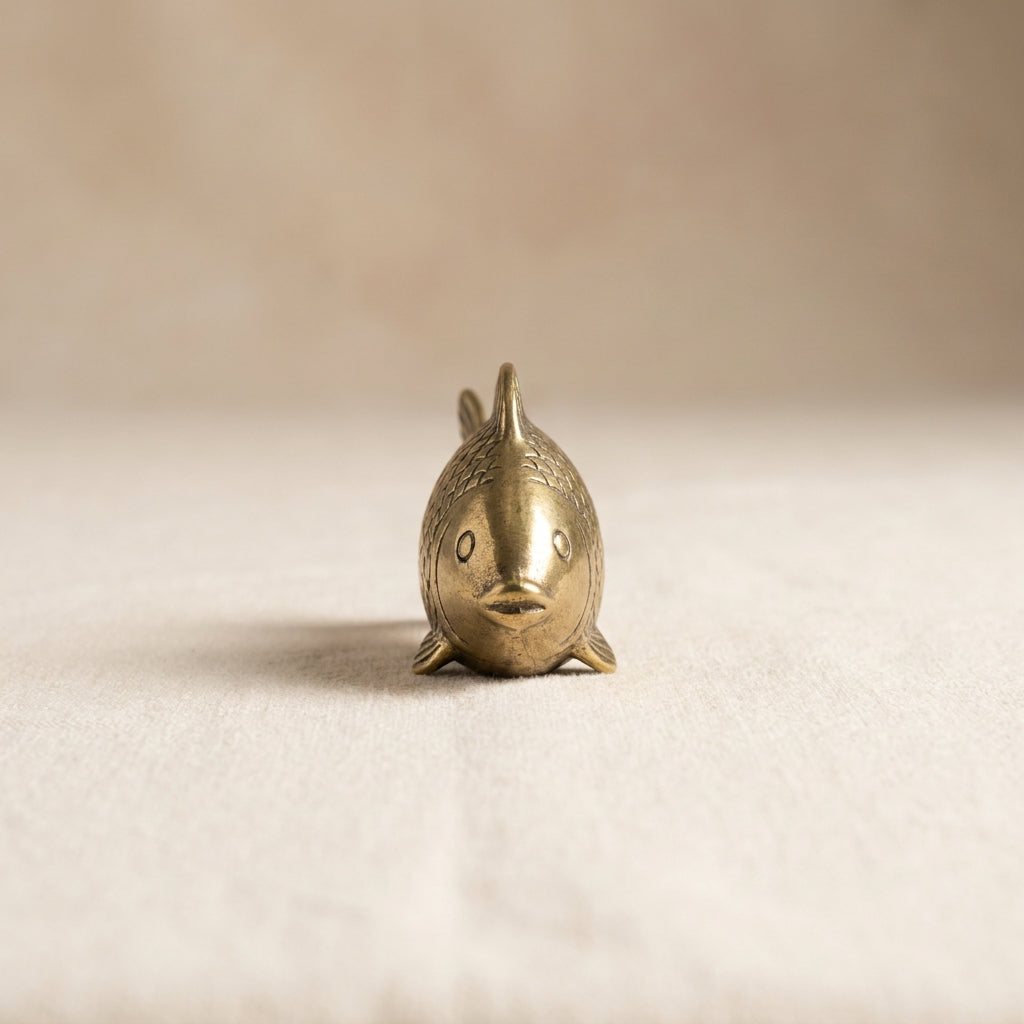 Brass fish ornament, hero front view