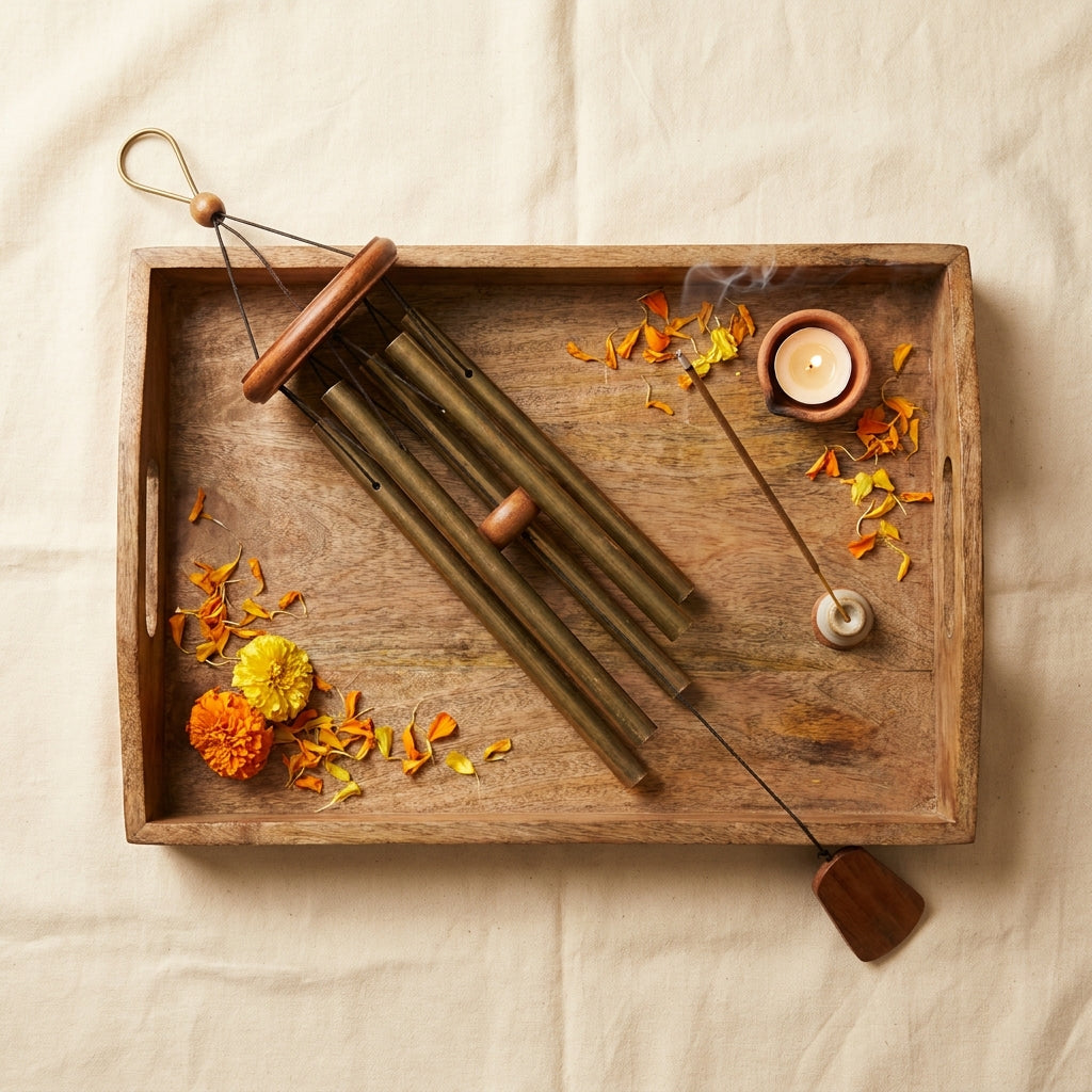 Vaastu wind chime styled flat-lay