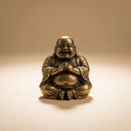 Laughing Buddha brass figurine, hero front view