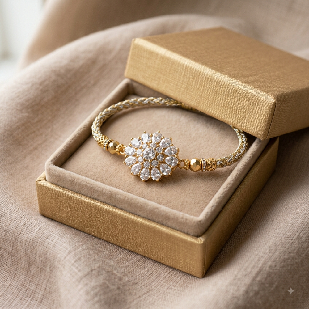 Crystal Rakhi Gift Box — Natural stone detail