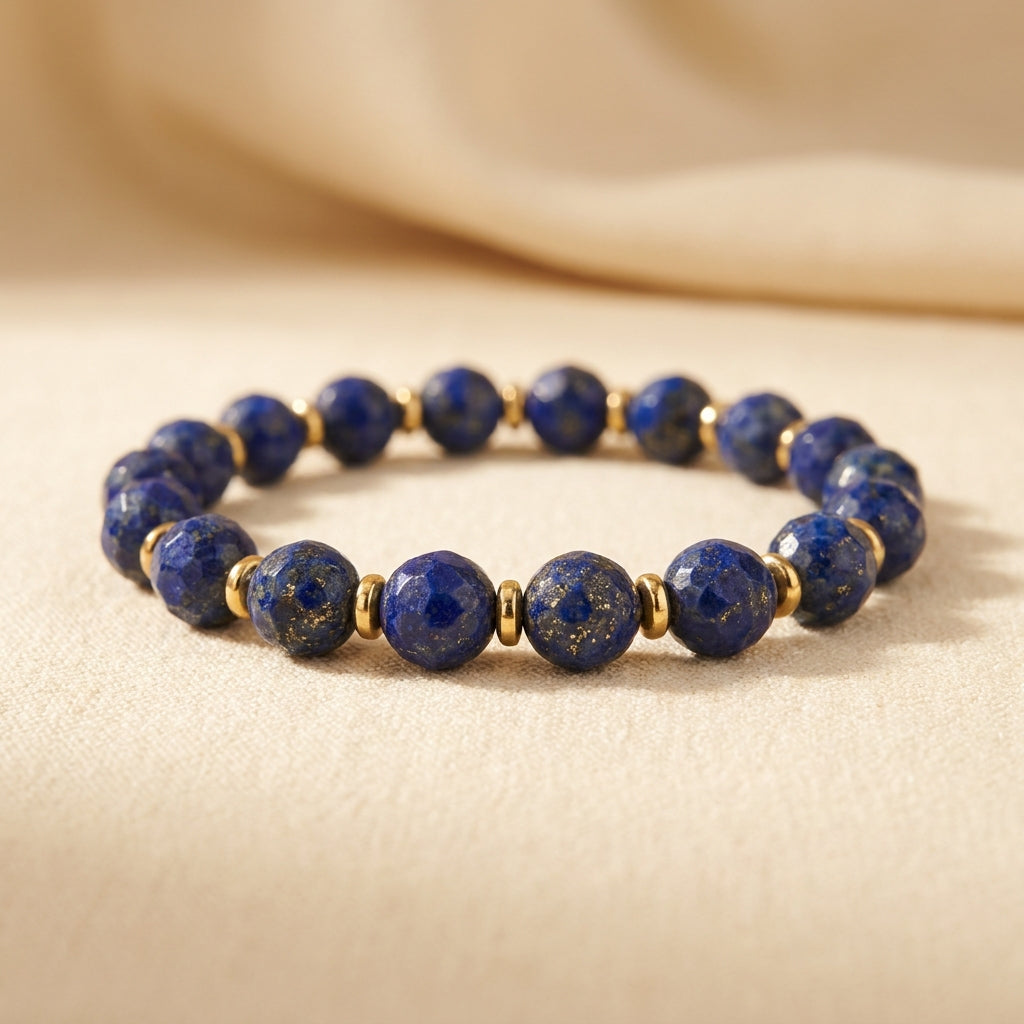 Lapis Lazuli Wisdom Bracelet - macro detail