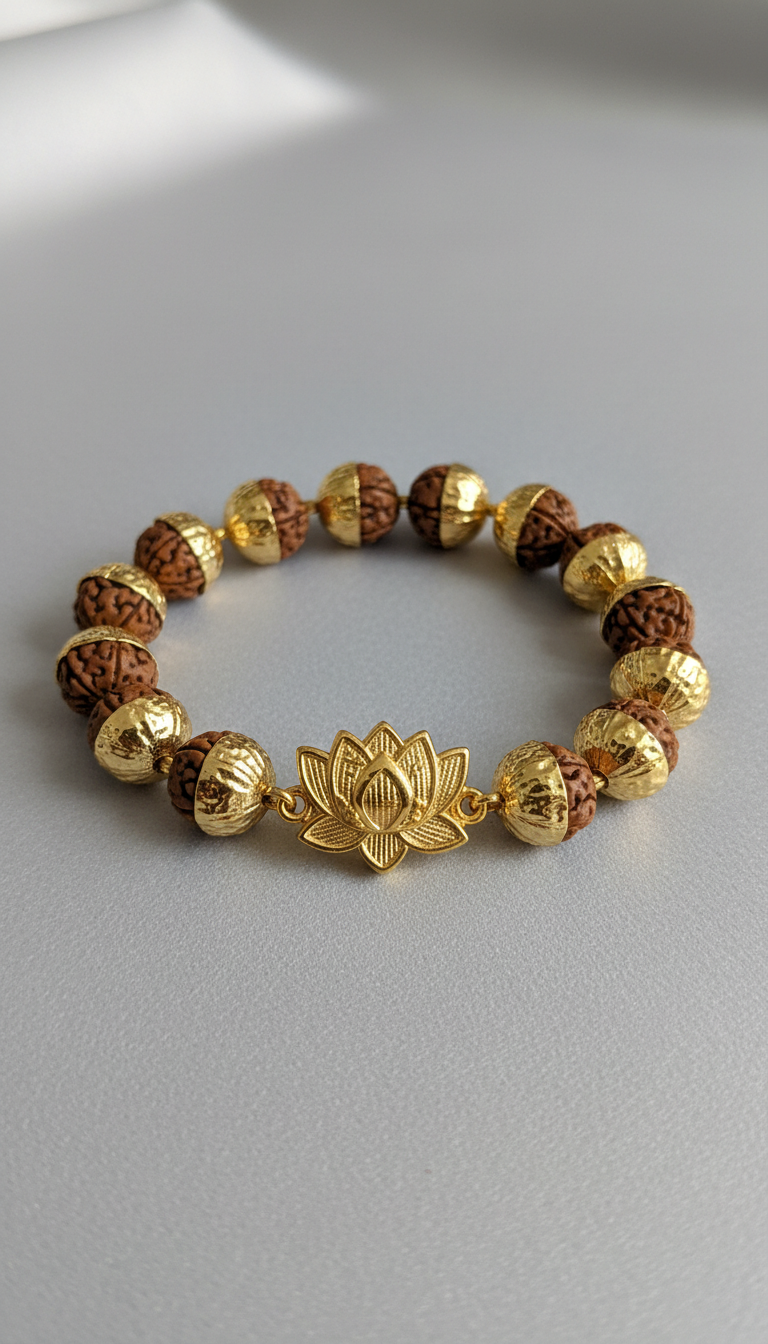 Gold Plated Rudraksha Bracelet