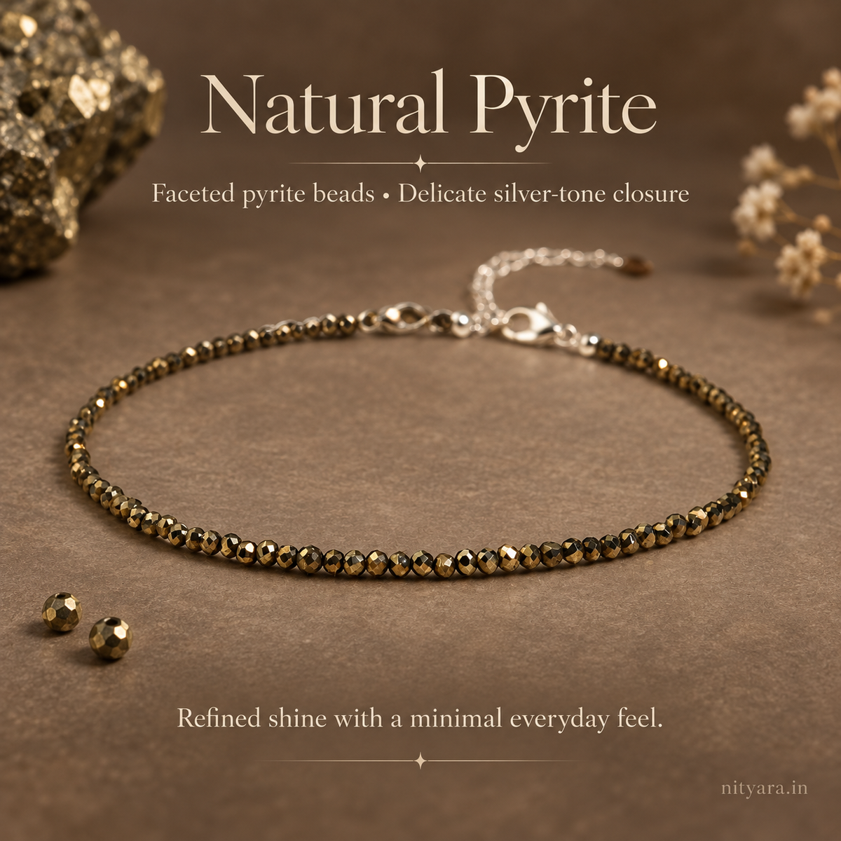 Dhanashree Natural Pyrite Anklet natural pyrite composition view