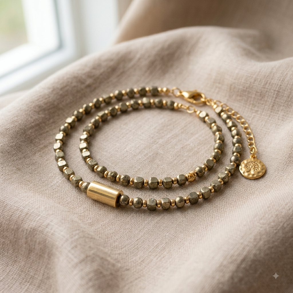 Dhanashree Pyrite Anklet for Women