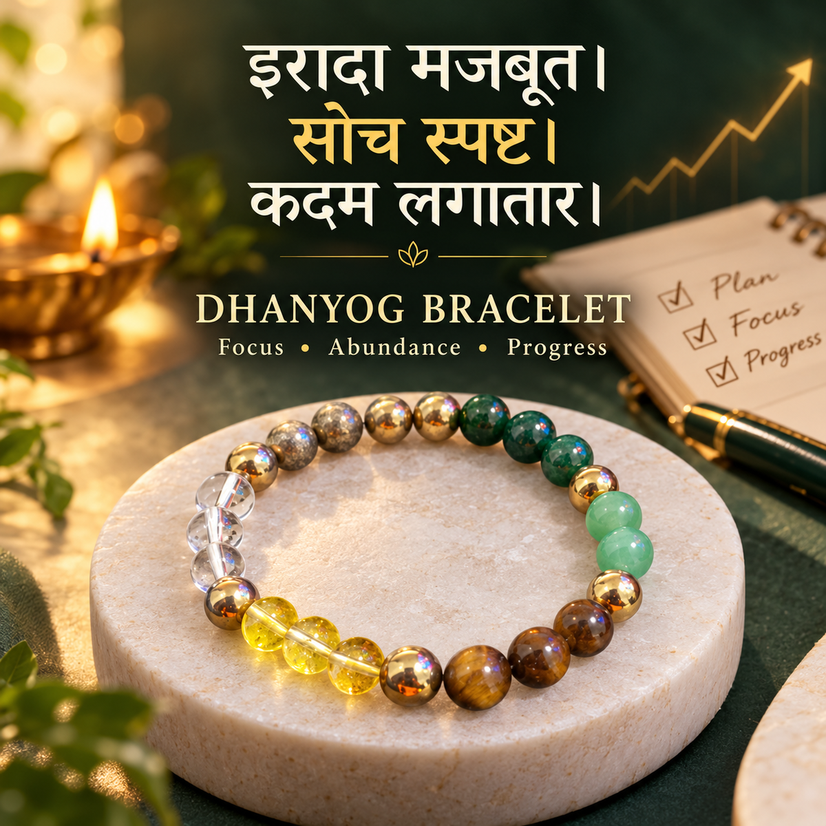 Dhanyog Bracelet for daily intention, focus and consistent action