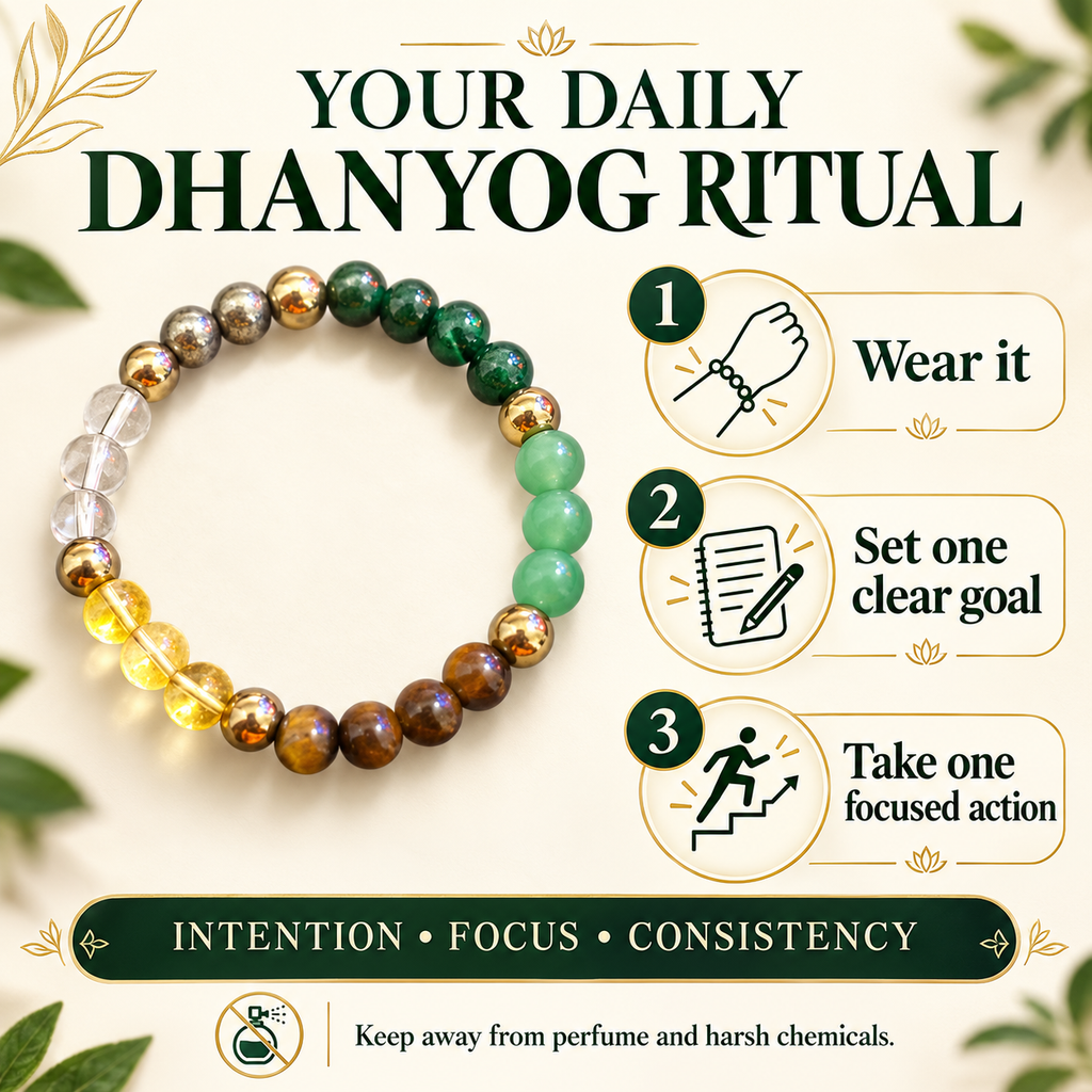 How to wear and care for the Dhanyog Bracelet