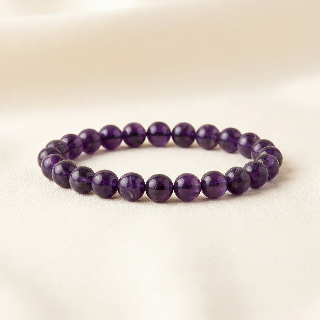 Sagittarius & Pisces Jupiter Zodiac Bracelet - amethyst beads hero shot
