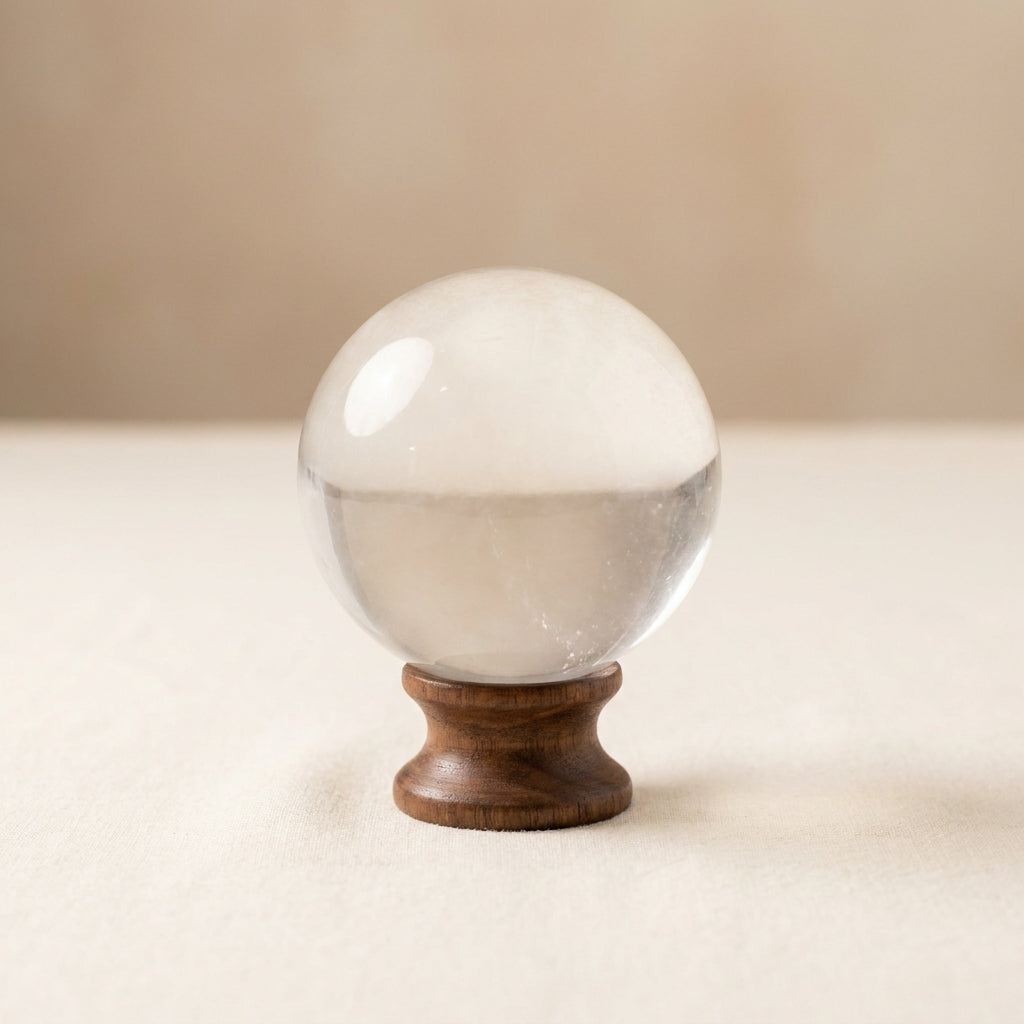 Crystal sphere on stand, hero front view