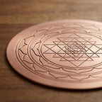 Copper Shree Yantra wall plate, detail texture