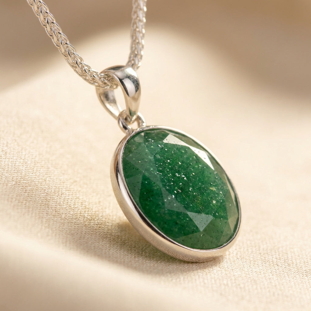Virgo Mercury Zodiac Pendant - macro detail of aventurine stone