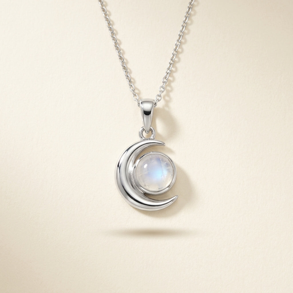 Cancer Moon Zodiac Pendant - moonstone hero shot