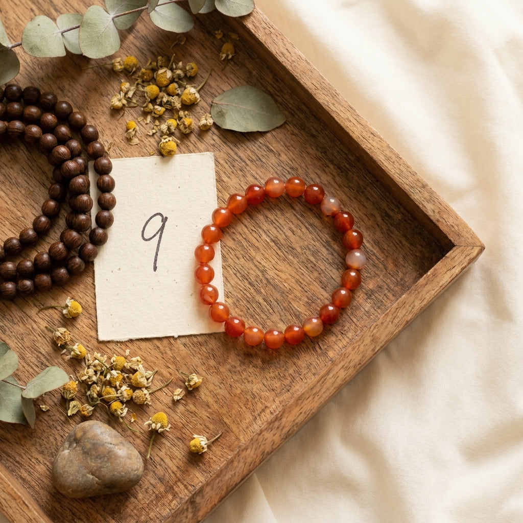 Number 9 Mars Numerology Bracelet - styled flat lay