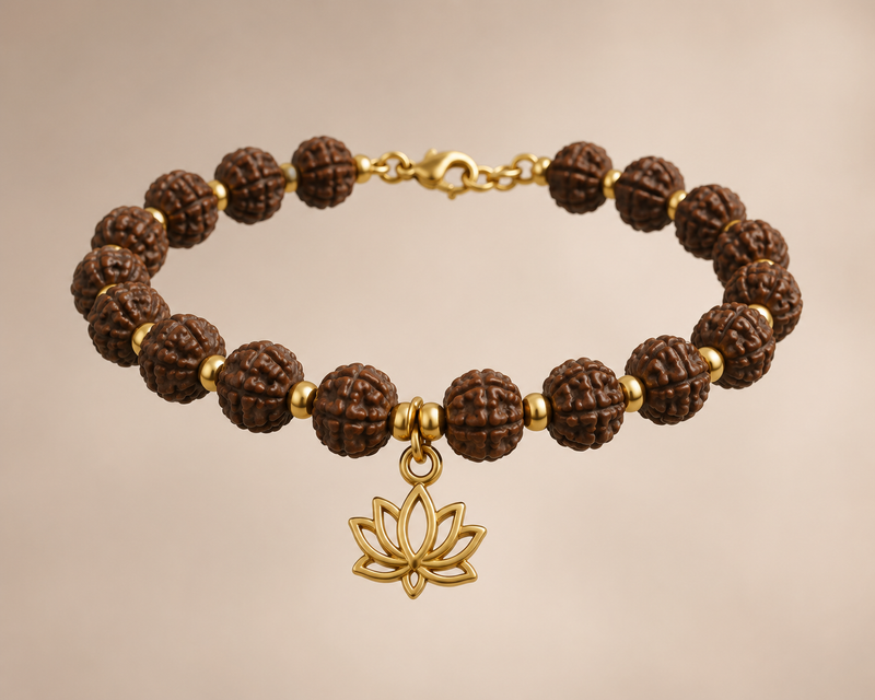 Gold Plated Modern Rudraksha Bracelet for Men material detail