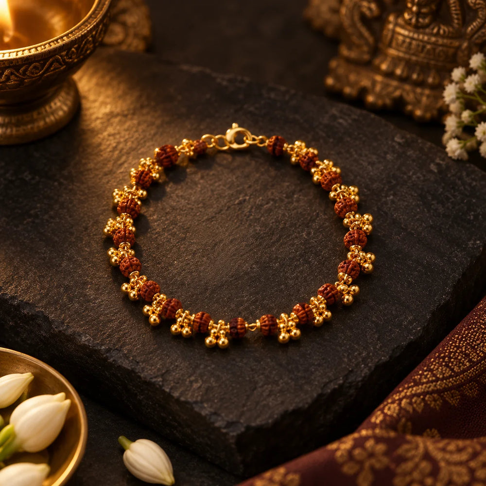 Gold Plated Elemental Rudraksha Bracelet for Women — Everyday wear