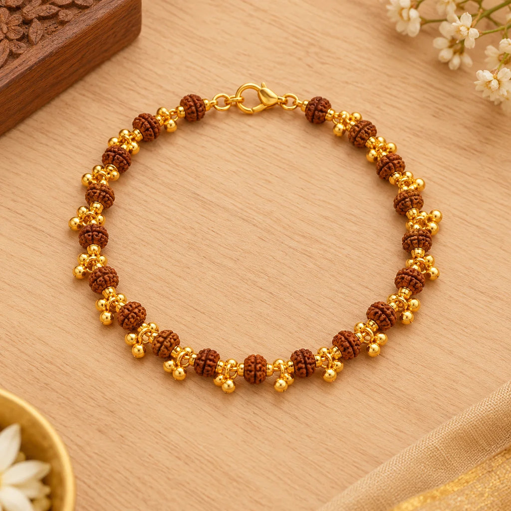 Nityara Gold Plated Elemental Rudraksha Bracelet for Women hero product view