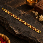 Gold Plated Essential Rudraksha Link Bracelet dark editorial product view
