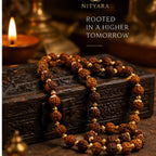 Gold Plated Eternal Grace Rudraksha Mala dark editorial product view