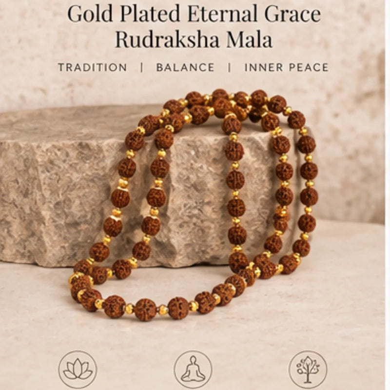 Gold Plated Eternal Grace Rudraksha Mala material detail