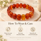 Natural Red Carnelian Bracelet wear and care guide including wrist wear intention practice and keeping gemstones dry