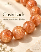 Close-up of natural Sunstone bead texture and finish