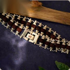 Silver Plated Modern Rudraksha Link Bracelet editorial view preserving the original silver lattice and clasp design
