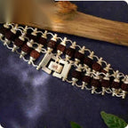 Nityara Silver Plated Modern Rudraksha Link Bracelet hero view preserving the original multi-row silver lattice design