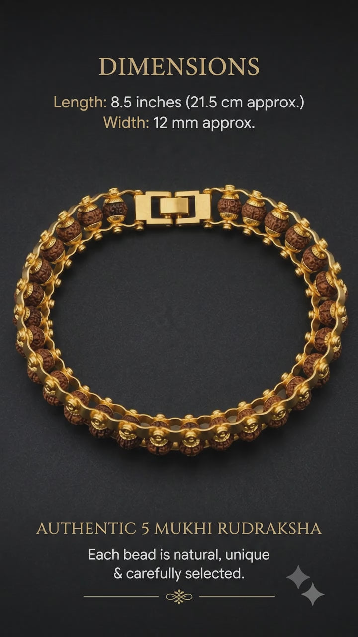 Gold Plated Modern Rudraksha Bracelet