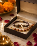 Rudraksha and Rakhi bracelet set in gift box
