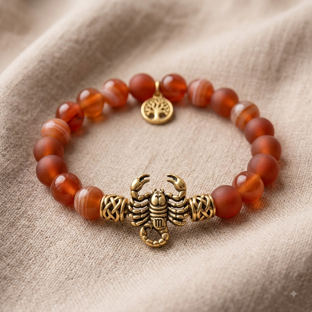 Red Agate Scorpio Zodiac Bracelet