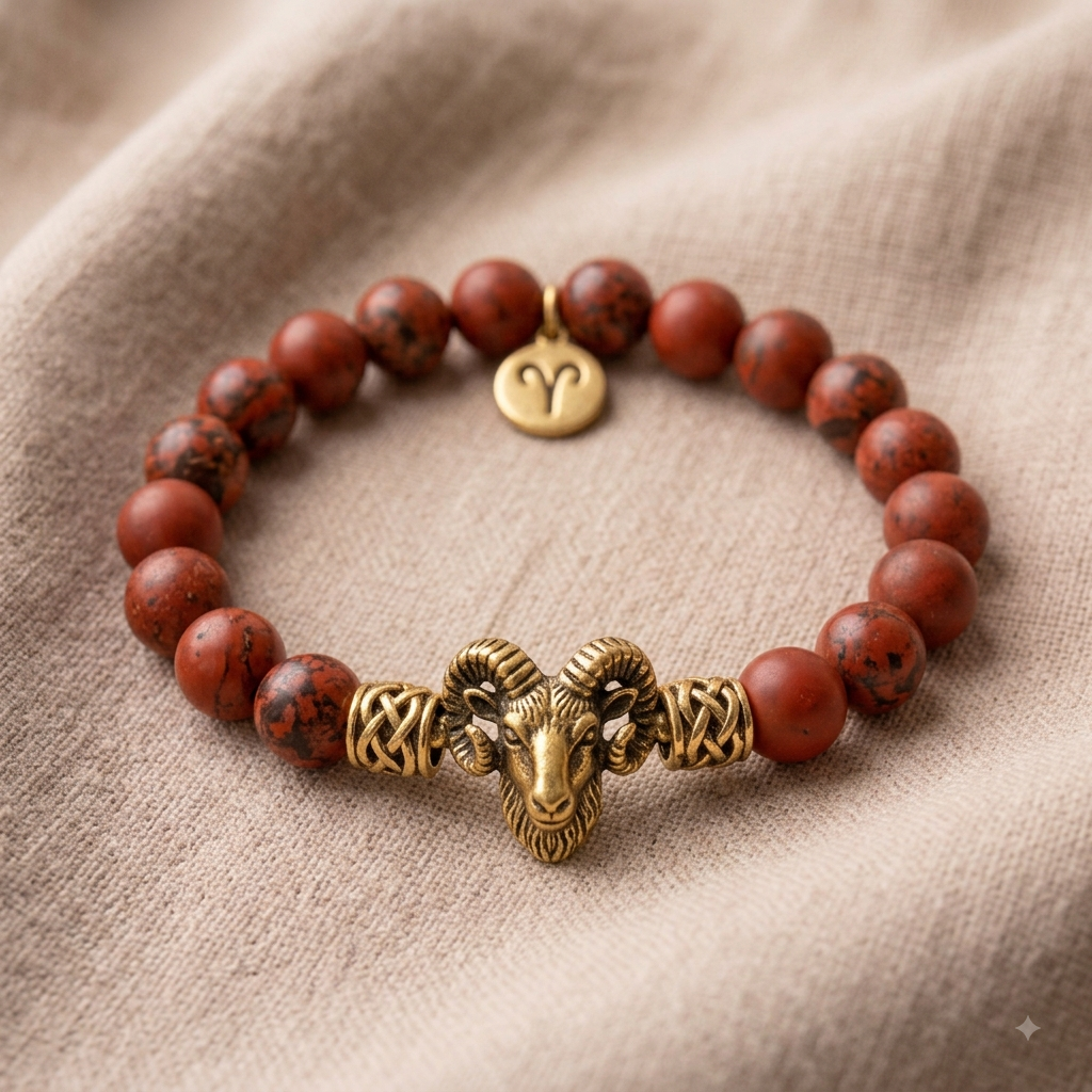 Red Jasper Aries Zodiac Bracelet