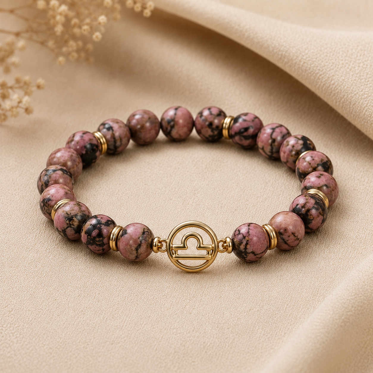 Rhodonite Libra Zodiac Bracelet