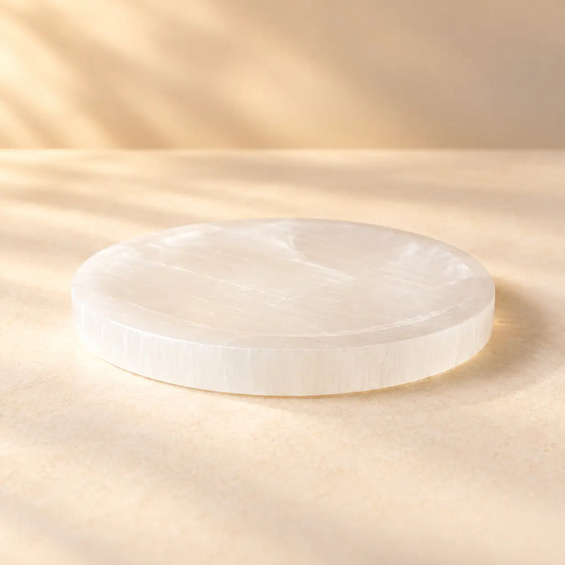 Vaastu Selenite Cleansing Plate – Crystal Resting Base material detail