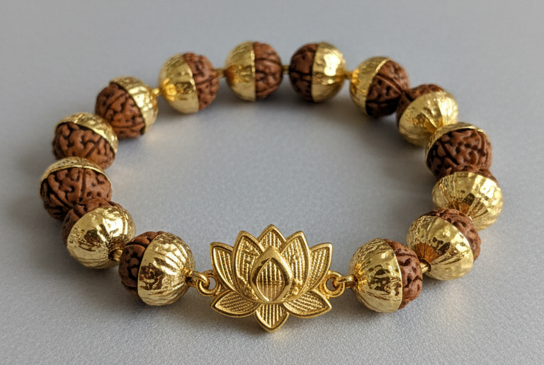 Gold Plated Rudraksha Bracelet, lab tested